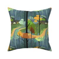 Rain Forest Impression – Blue-Gray/Gold Wallpaper 