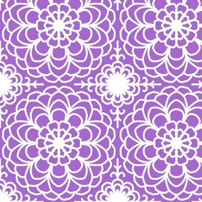 Purple Floral Flowers Symmetrical Design 