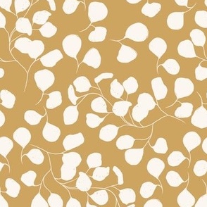 Mustard Yellow and Cream Eucalyptus Pattern