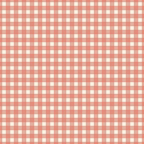 Coral Narrow Stripes - Checkerboard - Coastal Chic Collection - Coral Orange on Ivory BG