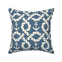 Rope Diamonds and Anchors - Coastal Chic Collection - Ivory on Admiral Blue BG