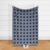 Rope Diamonds - Coastal Chic Collection - Ivory on Classic Navy BG