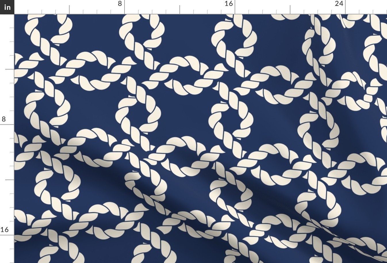 Rope Diamonds - Coastal Chic Collection - Ivory on Classic Navy BG