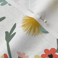 Poppy Meadow - White Yellow Floral Large Scale