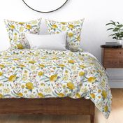 Poppy Meadow - White Yellow Floral Large Scale