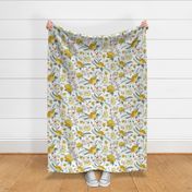 Poppy Meadow - White Yellow Floral Large Scale
