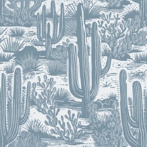 Tucson Cactus Desert Boho Monotone Muted Scenerey 