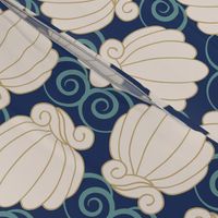 Elegant Sea Shells - Navy - Large (Coastal Chic)