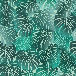 Monstera Leaves in Teal - Geography