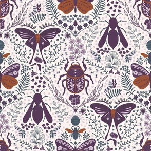 Viva Insect Celebration // medium // butterfly, moth, beetle, wasp, navy, brown, burgundy