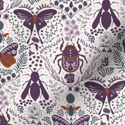 Viva Insect Celebration // small // butterfly, moth, beetle, wasp, navy, brown, burgundy