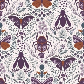 Viva Insect Celebration // small // butterfly, moth, beetle, wasp, navy, brown, burgundy