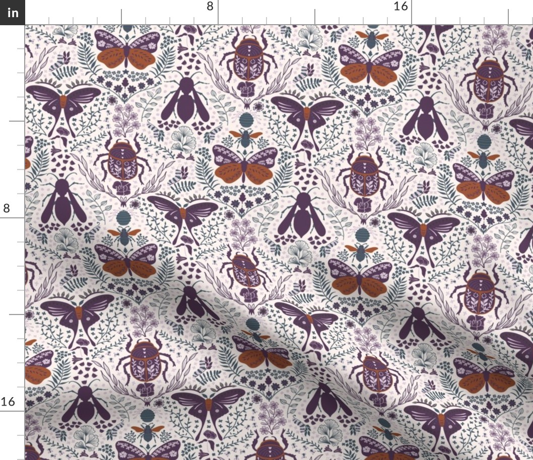 Viva Insect Celebration // small // butterfly, moth, beetle, wasp, navy, brown, burgundy