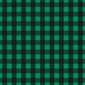 Midnight Black Gingham on Monster Green Autumnal Buffalo Plaid Check Flannel Blender Classic of Stripes