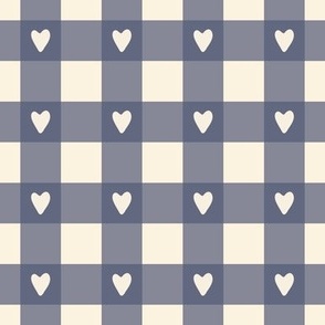Gingham Love Hearts on Nightshade Purple and Creamy White Cute Valentine's Day Buffalo Plaid Check Blender