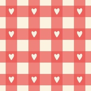 Gingham Love Hearts on Coral Red and Creamy White Cute Valentine's Day Buffalo Plaid Check Blender