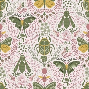 Viva Insect Celebration // small // butterfly, moth, beetle, wasp, green, pink, yellow