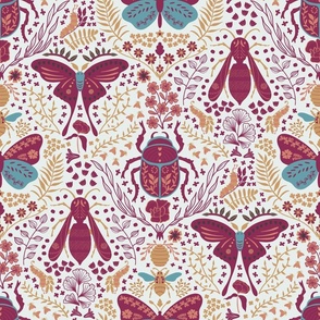 Viva Insect Celebration // medium // butterfly, moth, beetle, wasp, yellow, red, blue