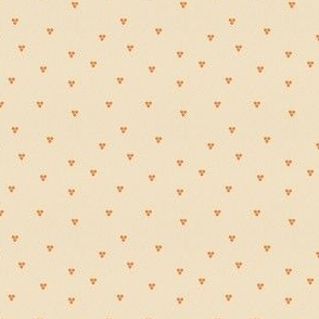 Small Scattered Seeds – tangerine orange triple spots scattered on soft apricot background