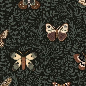 Autumn Forest Finds - Woodland moth black and green L