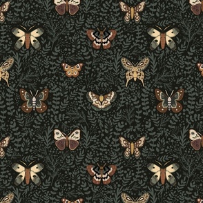 Autumn Forest Finds - Woodland moth black and green M