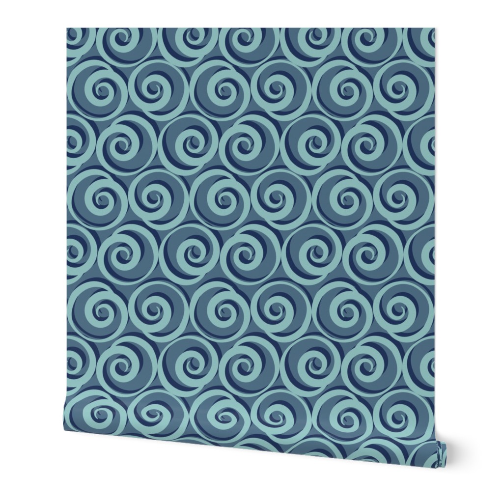 Sea Swirls - Dark Blue - Large (Coastal Chic)