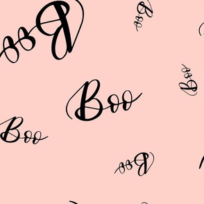 Tossed Calligraphy Boo on Pink Background