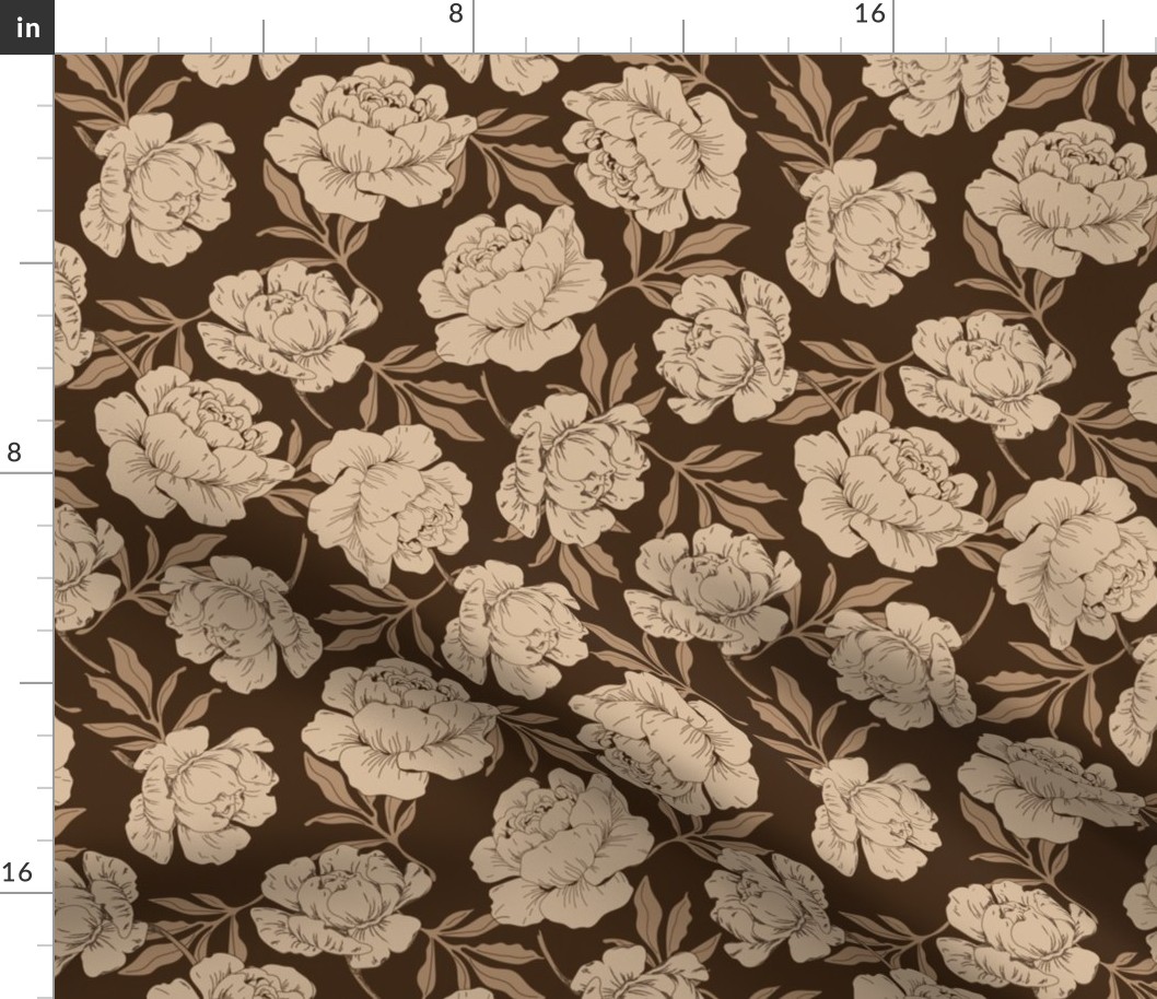 Peonies naturals, warm brown floral