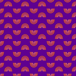 baby boy swaddle fabric orange rainbows on purple background medium scale