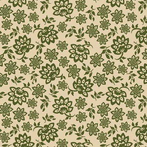 Christmas pine Ditsy floral cream olive