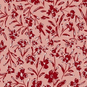 Maroon Red Abstract Florals