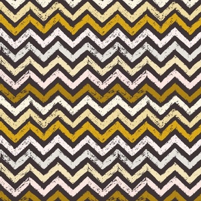 horizontal chalk zigzag on dark brown | medium