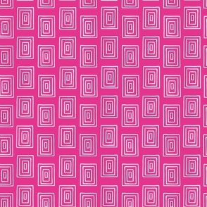 Large - White Rectangle Block Stripes on Magenta Pink 