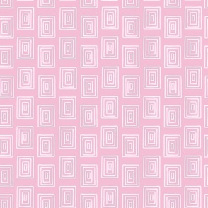 Large - White Rectangle Block Stripes on Pastel Pink