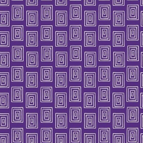 Small - White Rectangle Block Stripes on Violet Purple 