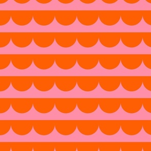 Simple scallop stripes- terracotta orange and pastel pink    // Big scale