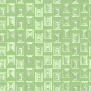 Small - White Rectangle Block Stripes on Celadon Green 