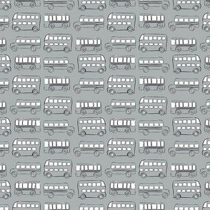 Extra small Gray grey doodle bus - fun cute buses for kids childrens fabric school bus transportation traffic vehicles double decker bus - boy girl nursery gender neutral fashion - Sewing Baby Blankets Quilt Backing