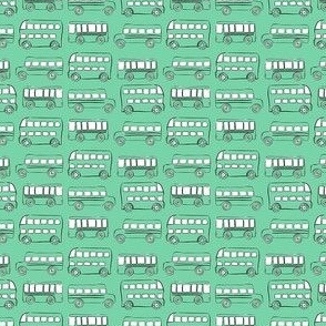 Extra Small Jade green doodle bus - fun cute buses for kids childrens fabric school bus transportation traffic vehicles double decker bus - boy girl nursery gender neutral fashion - Sewing Baby Blankets Quilt Backing