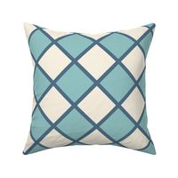 Diagonal Checkerboard - Tile - Coastal Chic Collection - Opal Green on Ivory BG