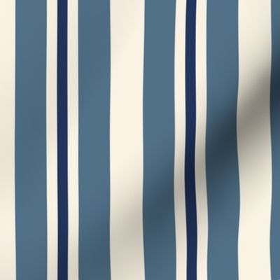 Blue Vertical Stripes - Coastal Chic Collection - Admiral Blue and Classic Navy on Ivory BG