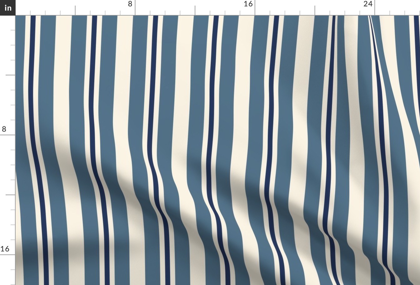 Blue Vertical Stripes - Coastal Chic Collection - Admiral Blue and Classic Navy on Ivory BG