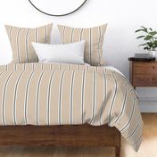 Vertical Stripes - Coastal Chic Collection - Desert Sand and Classic Navy on Ivory BG