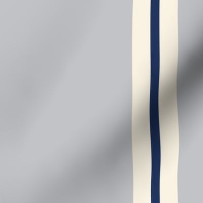 Vertical Stripes - Coastal Chic Collection - Ash Gray and Classic Navy on Ivory BG