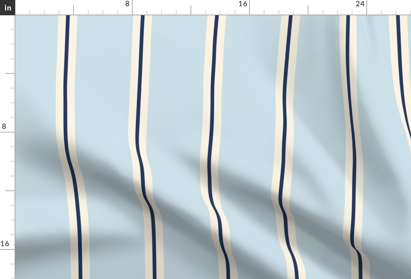 Vertical Stripes - Coastal Chic Collection - Baby Blue and Classic Navy on Ivory BG