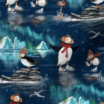 Winter Puffins Iceskating Cute Icebergs Aurora Borealis Northern Lights Christmas