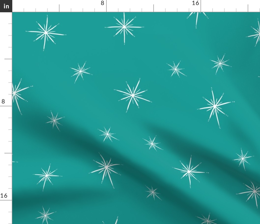 Large - Bright Twinkling Star Bursts on Aqua