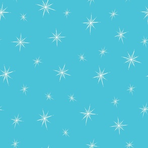 Large - Bright Twinkling Star Bursts on Baby Blue 