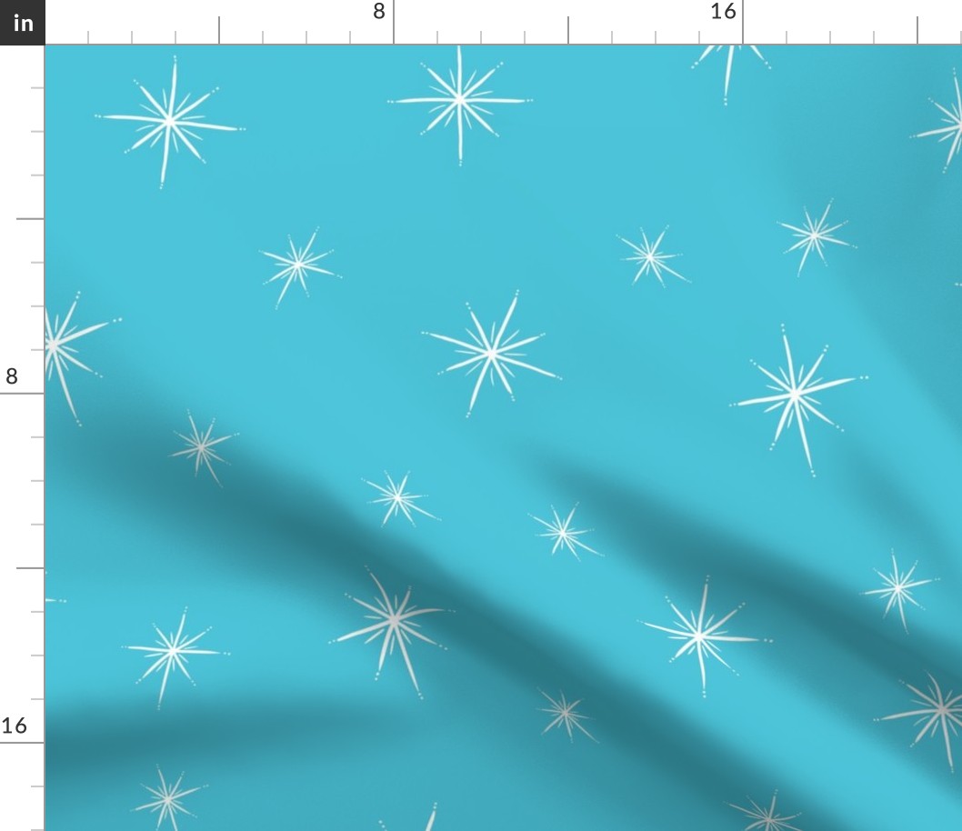 Large - Bright Twinkling Star Bursts on Baby Blue 