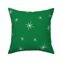 Large - Bright Twinkling Star Bursts on Kelly Green